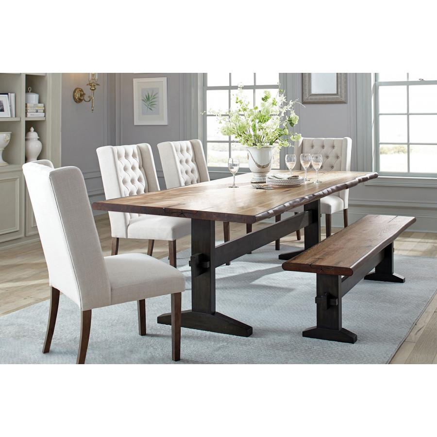 Coaster - Bexley Live Edge Trestle Dining Table in Natural Honey/Espresso