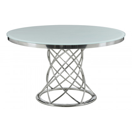 Coaster - Irene Round Glass Top Dining Table in White/Chrome