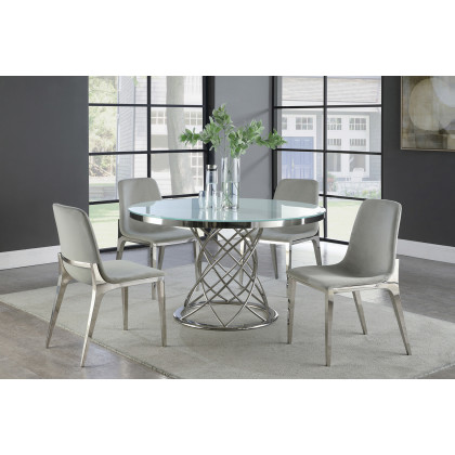Coaster - Irene Upholstered Side Chairs (Set Of 4) in Light Gray/Chrome
