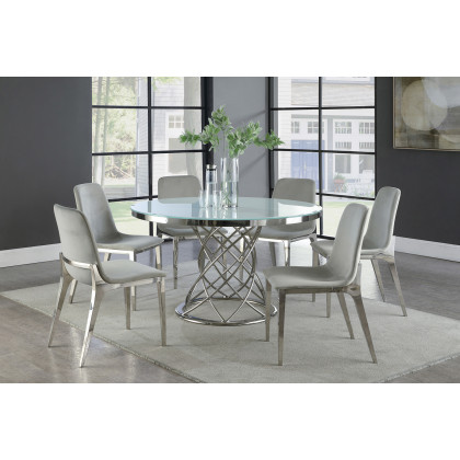 Coaster - Irene Upholstered Side Chairs (Set Of 4) in Light Gray/Chrome
