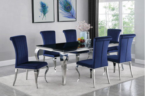 Coaster™ Carone Rectangular Glass Top Dining Table - Black/Chrome