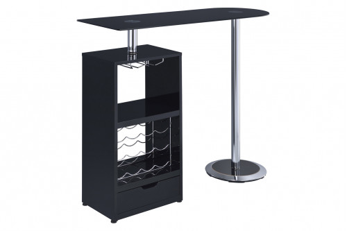 Coaster™ 1-Drawer Bar Table Glossy - Glossy Black