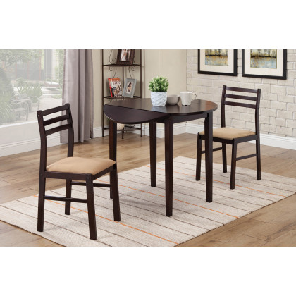 Coaster 3-Piece Dining Set with Drop Leaf - Cappuccino/Tan