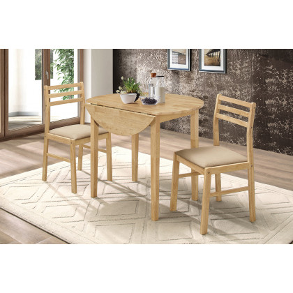 Coaster 3-Piece Dining Set with Drop Leaf - Natural/Tan