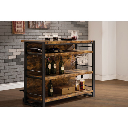 Coaster - Bar Unit With Stemware Rack in Antique Nutmeg