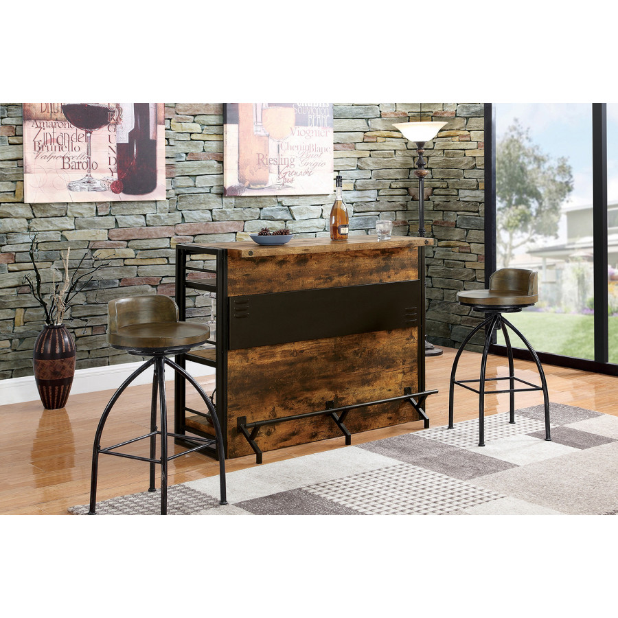 Coaster - Bar Unit With Stemware Rack in Antique Nutmeg