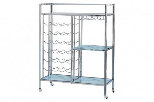 Coaster™ Glass Shelf Serving Cart With Casters - Chrome