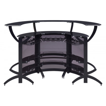 Coaster - 3-Bottle Wine Rack Bar Unit in Smoked/Black