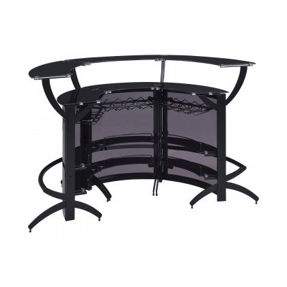 Coaster - 3-Bottle Wine Rack Bar Unit in Smoked/Black