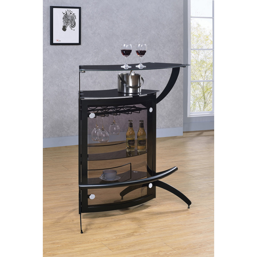 Coaster - 3-Bottle Wine Rack Bar Unit in Smoked/Black