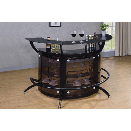 Coaster - 3-Bottle Wine Rack Bar Unit in Smoked/Black