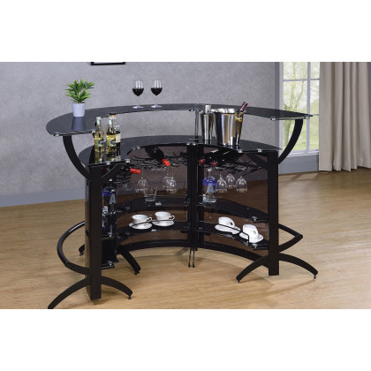 Coaster - 3-Bottle Wine Rack Bar Unit in Smoked/Black