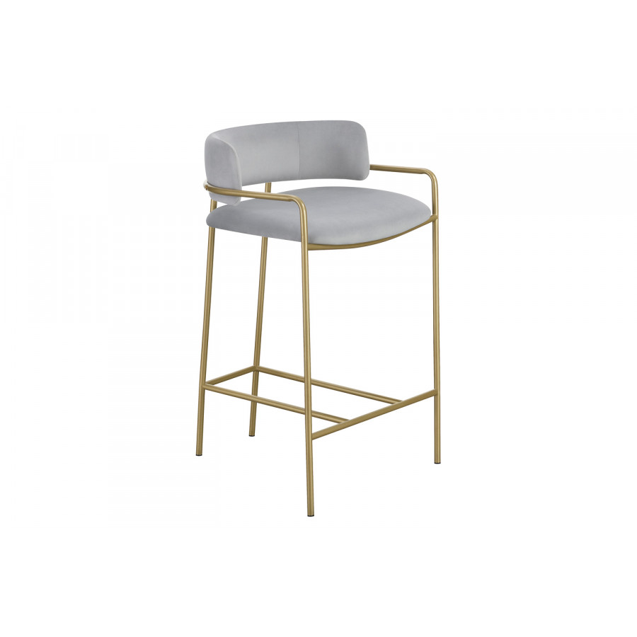Coaster - Upholstered Low Back Stool 182159 in Gray/Gold