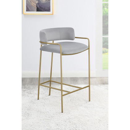 Coaster - Upholstered Low Back Stool 182159 in Gray/Gold