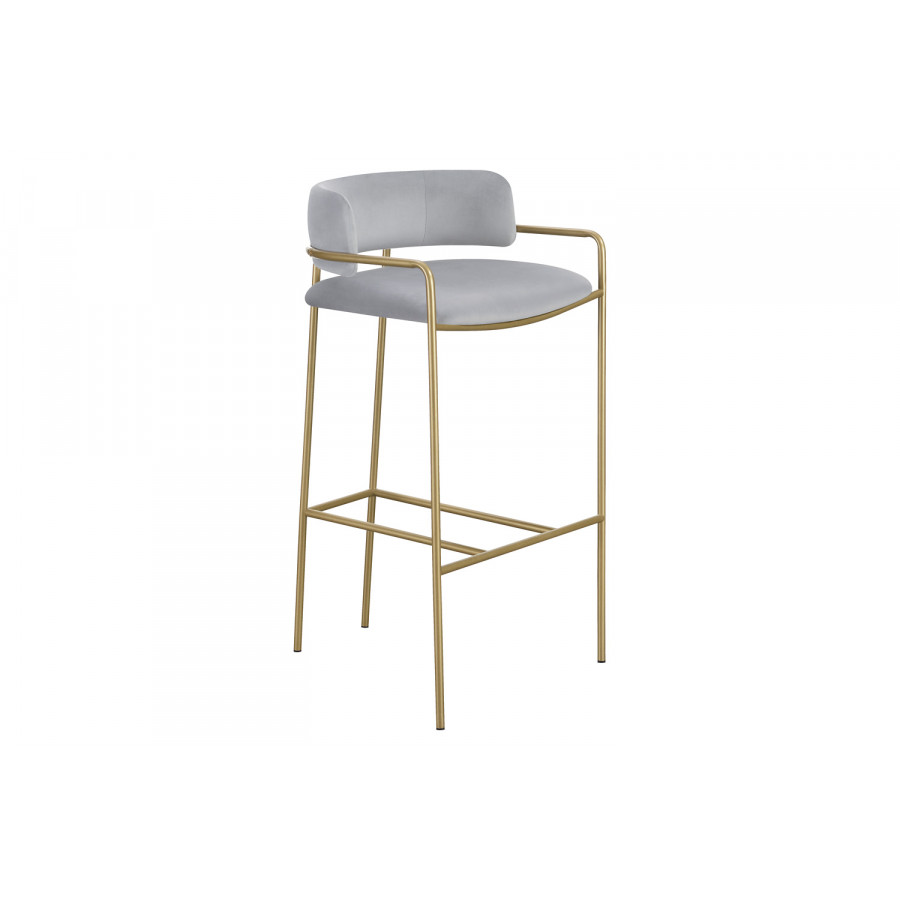 Coaster - Upholstered Low Back Stool 182160 in Gray/Gold