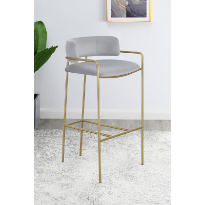 Coaster - Upholstered Low Back Stool 182160 in Gray/Gold