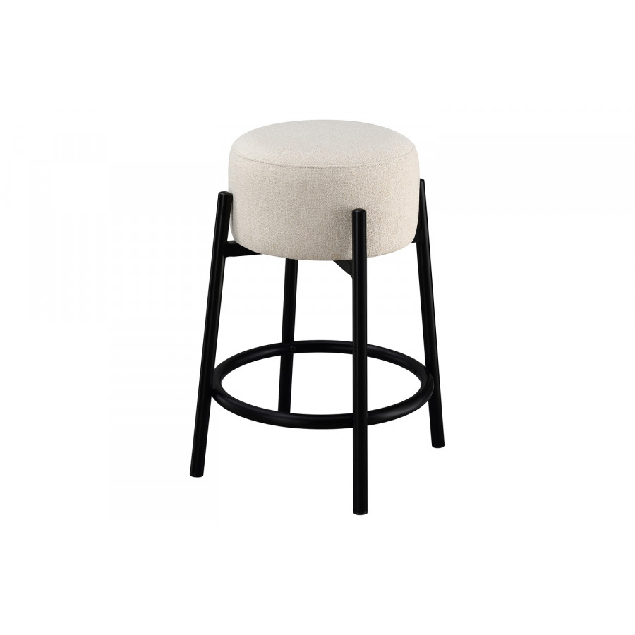 Coaster - Upholstered Backless Round Counter Stools (Set Of 2) in White/Black