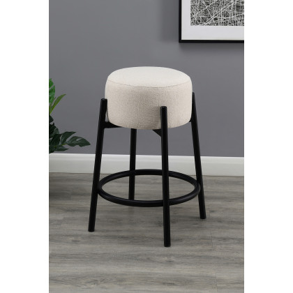 Coaster - Upholstered Backless Round Counter Stools (Set Of 2) in White/Black