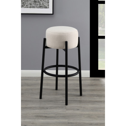 Coaster - Upholstered Backless Round Bar Stools (Set Of 2) in White/Black