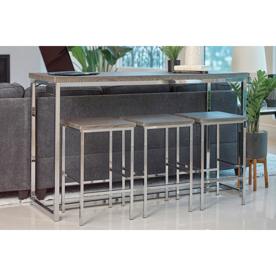 Coaster Marmot 4-Piece Rectangle Counter Height Set - Dark Oak/Chrome