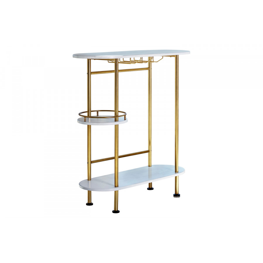 Coaster 3-Tier Bar Unit - Matte Brass/White Oak