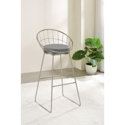 Coaster Padded Seat Bar Stools (Set Of 2) - Gray/Satin Nickel