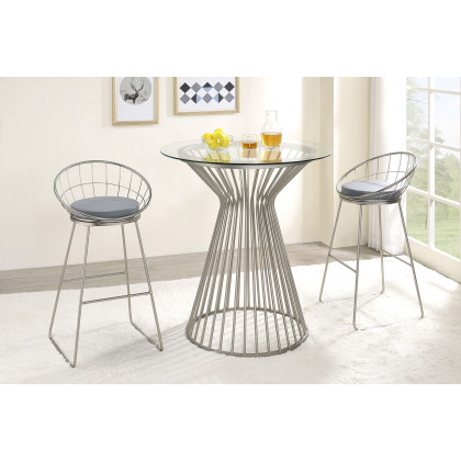 Coaster Padded Seat Bar Stools (Set Of 2) - Gray/Satin Nickel