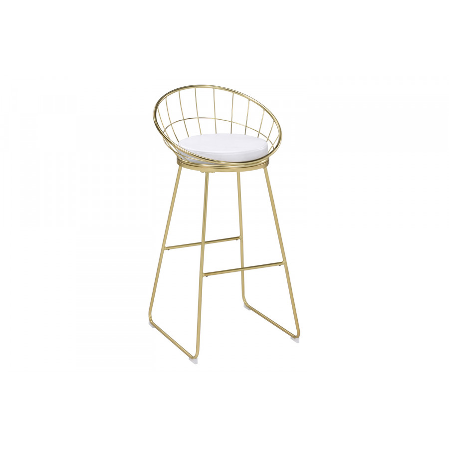 Coaster Padded Seat Bar Stools (Set Of 2) - White/Matte Brass