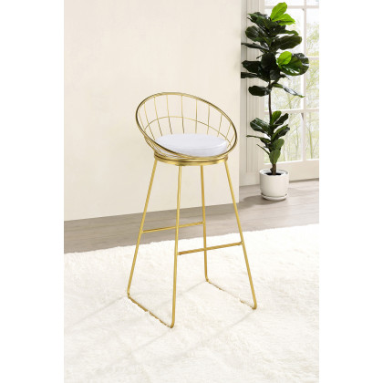 Coaster Padded Seat Bar Stools (Set Of 2) - White/Matte Brass