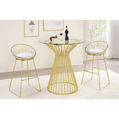 Coaster Padded Seat Bar Stools (Set Of 2) - White/Matte Brass