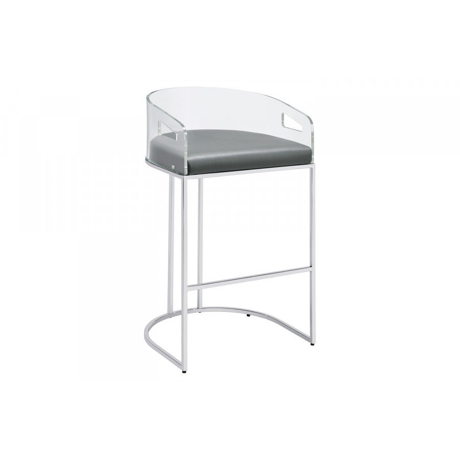 Coaster - Acrylic Back Bar Stools (Set Of 2) in Gray/Chrome