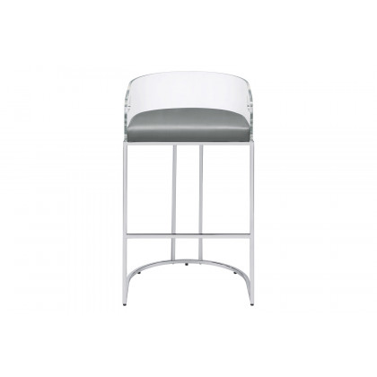 Coaster - Acrylic Back Bar Stools (Set Of 2) in Gray/Chrome
