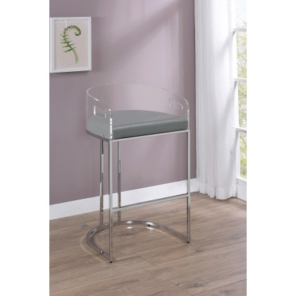 Coaster - Acrylic Back Bar Stools (Set Of 2) in Gray/Chrome