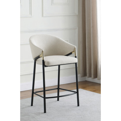 Coaster - Sloped Arm Counter Height Stools (Set Of 2) in Beige/Glossy Black