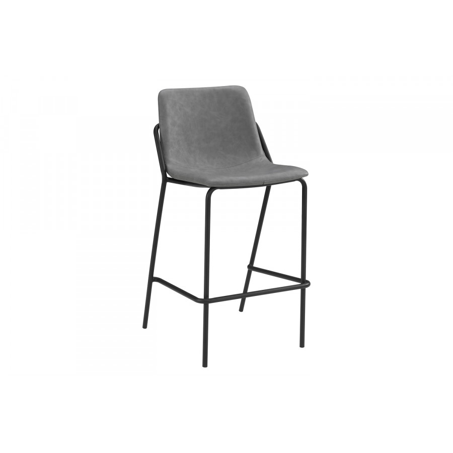 Coaster - Solid Back Upholstered Bar Stools (Set Of 2) in Gray/Black
