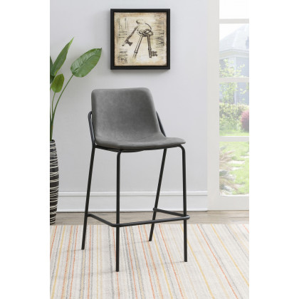 Coaster - Solid Back Upholstered Bar Stools (Set Of 2) in Gray/Black