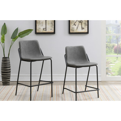 Coaster - Solid Back Upholstered Bar Stools (Set Of 2) in Gray/Black