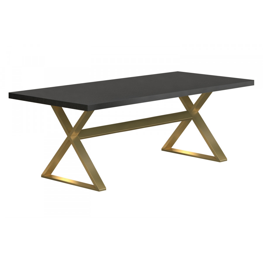Coaster - Conway X-Trestle Base Dining Table in Dark Walnut/Aged Gold