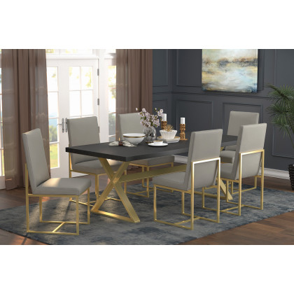 Coaster - Conway X-Trestle Base Dining Table in Dark Walnut/Aged Gold