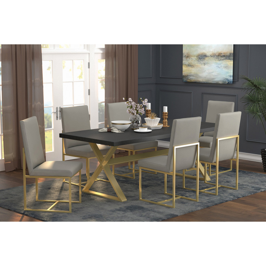 Coaster - Conway 5-Piece Rectangular Dining Set in Dark Walnut/Aged Gold