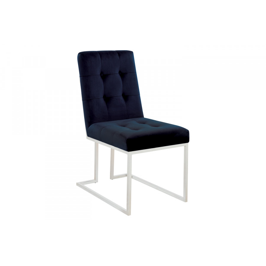 Coaster - Upholstered Dining Chairs (Set Of 2) in Ink Blue/Chrome