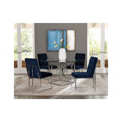 Coaster - Upholstered Dining Chairs (Set Of 2) in Ink Blue/Chrome