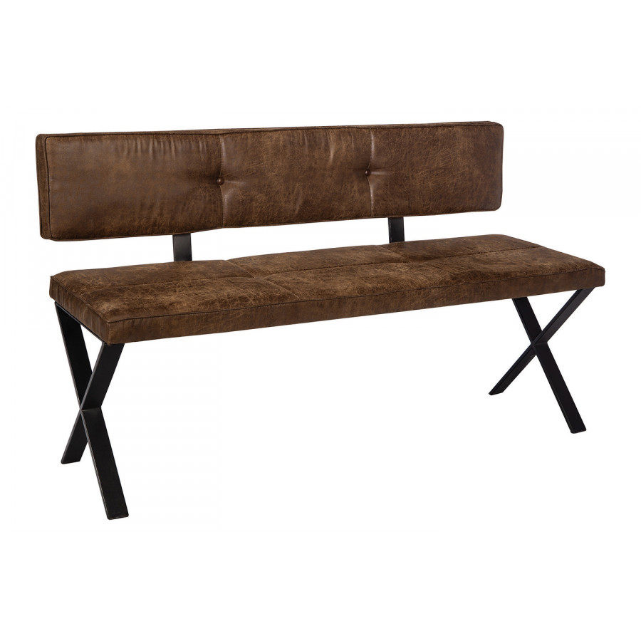 Coaster - Sherman Upholstered Dining Bench in Antique Brown/Matte Black