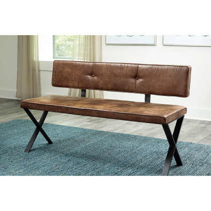 Coaster - Sherman Upholstered Dining Bench in Antique Brown/Matte Black