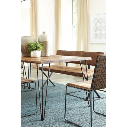 Coaster - Sherman Upholstered Dining Bench in Antique Brown/Matte Black