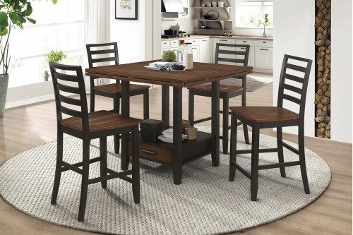 Coaster™ Sanford 5-Piece Round Counter Dining Set - Cinnamon/Espresso