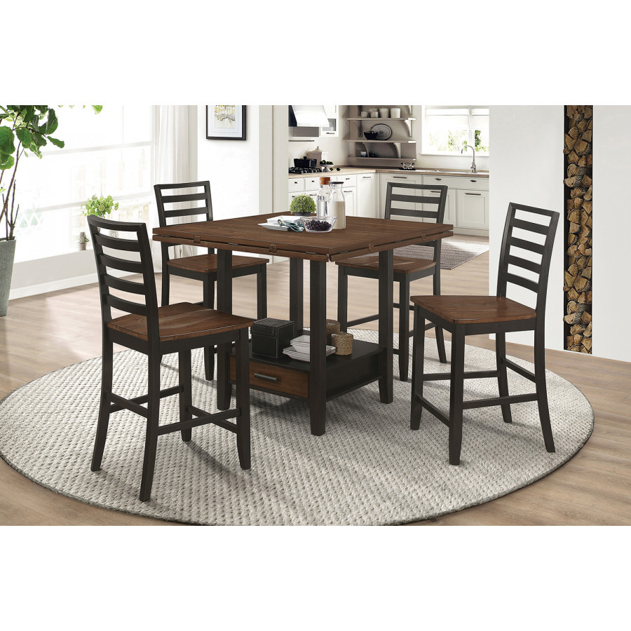 Coaster - Sanford 5-Piece Round Counter Dining Set in Cinnamon/Espresso