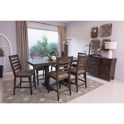 Coaster - Delphine Trestle Counter Dining Table in Vintage Dark Pine