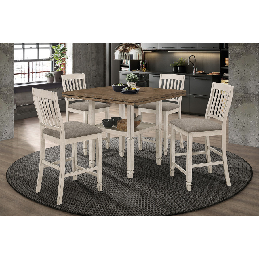 Coaster - Sarasota 5-Piece Round Counter Dining Set in Nutmeg/Rustic Cream