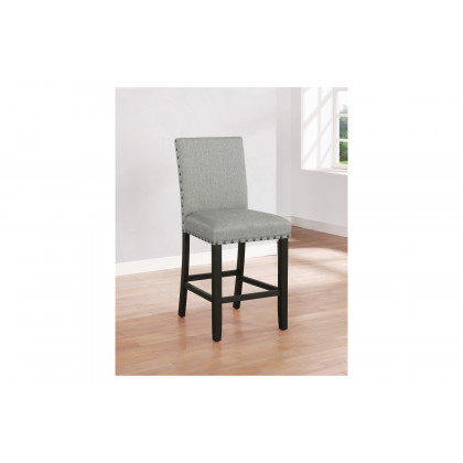 Coaster - Solid Back Upholstered Counter Height Stools (Set Of 2) in Gray/Antique Noir